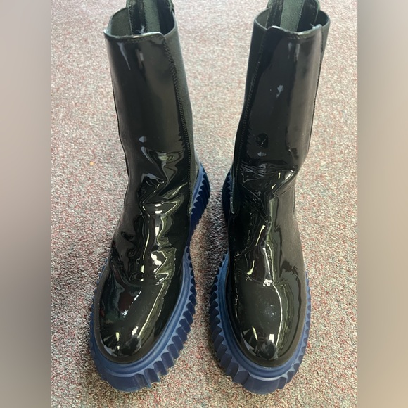 AGL Navy Blue Paton￼ Leather Wedge Ankle Boot 7 1/2.38,All Products : American Fashion Style Bags On Sale